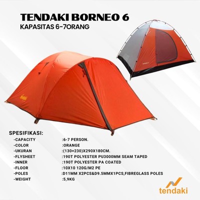 Tenda Camping Inn Sports Borneo 6 Kapasitas 6-8 orang